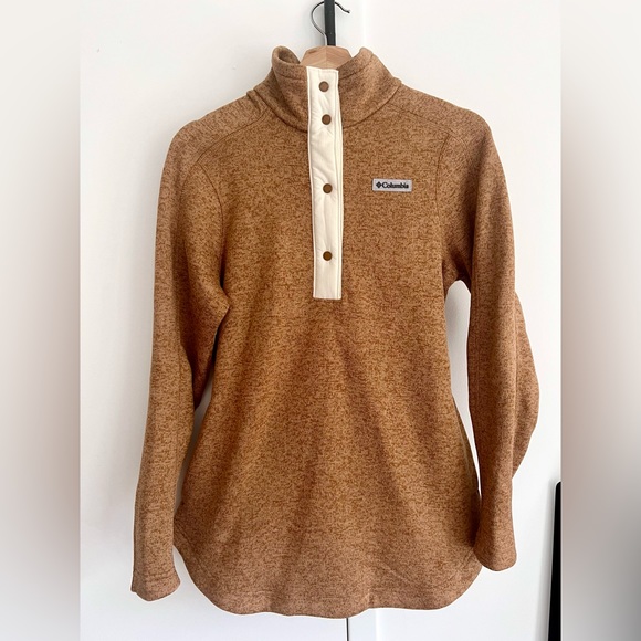 Women's Columbia Sweater Weather Tunic 1/4 Snap Fleece Pullover in Camel Brown - Picture 6 of 7